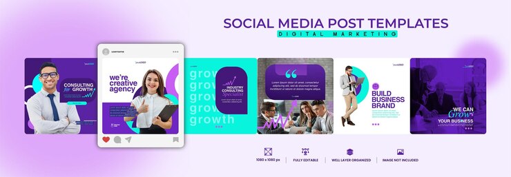 Vecteur pack d'articles sur les médias sociaux pour le marketing d'entreprise