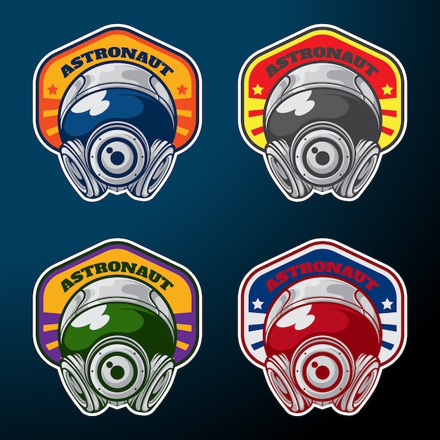 Vecteur pack de badge astronaute avec une couleur différente