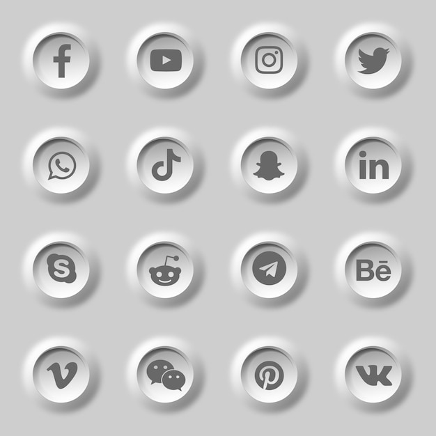 Pack de collection d'icônes et de logos de médias sociaux 3d