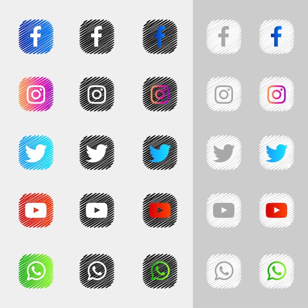 Pack De Collection D'icônes De Médias Sociaux