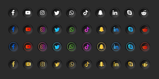 Pack De Collections D'icônes De Médias Sociaux