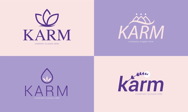 Pack De Concept De Logo De Fleur Abstraite Pour Les Cosmétiques Ou Le Spa En Vecteur