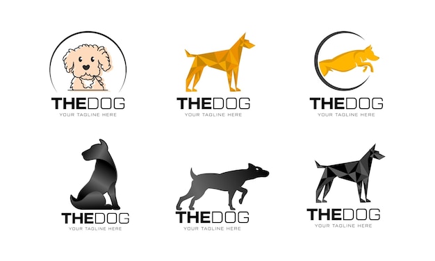 Vecteur pack de conception de logo de chien