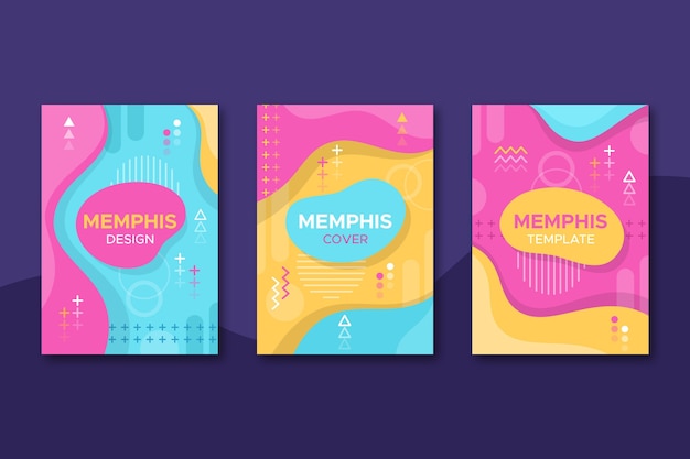 Pack De Couverture De Conception De Formes Géométriques De Memphis