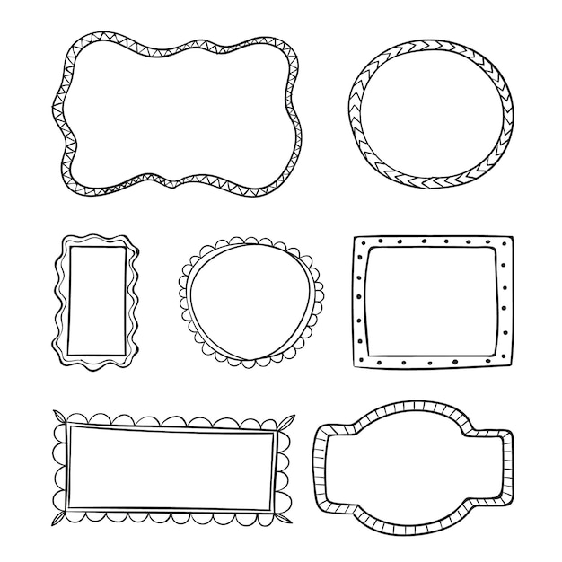 Vecteur pack dessiné à la main d'ornement de cadre doodle