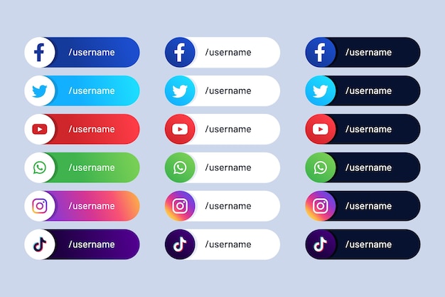 Pack de différents noms d'utilisateur de médias sociaux