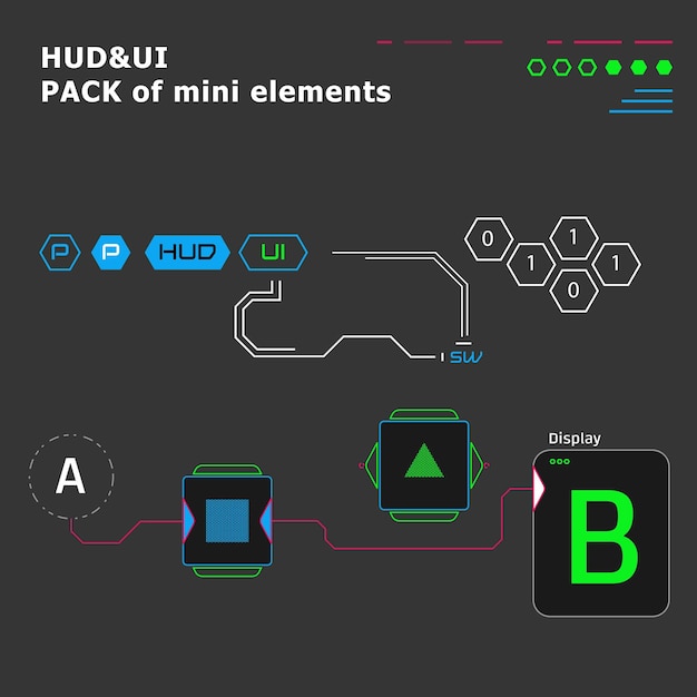 Pack D'éléments D'interface Utilisateur Mini Hud Pour La Conception Gain Graphique Pour L'espace De Remplissage