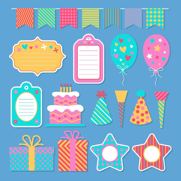 Pack d'éléments de scrapbook d'anniversaire