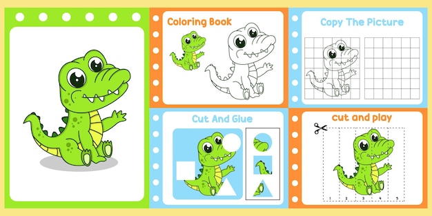 Pack De Feuilles De Calcul Pour Les Enfants Avec Vecteur D'alligator