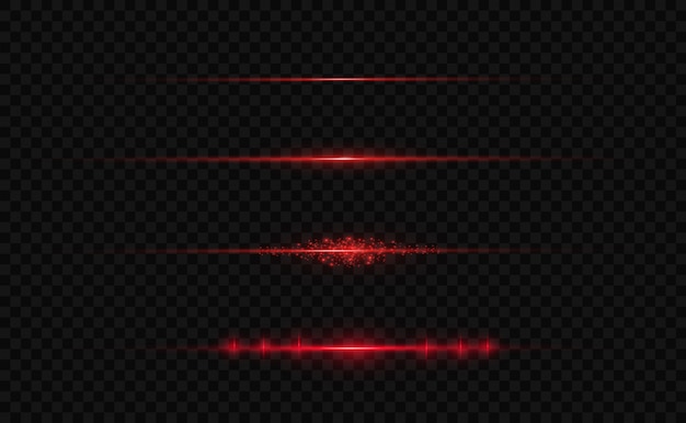 Pack De Fusées éclairantes à Lentilles Horizontales Rouges. Faisceaux Laser, Rayons Lumineux Horizontaux.