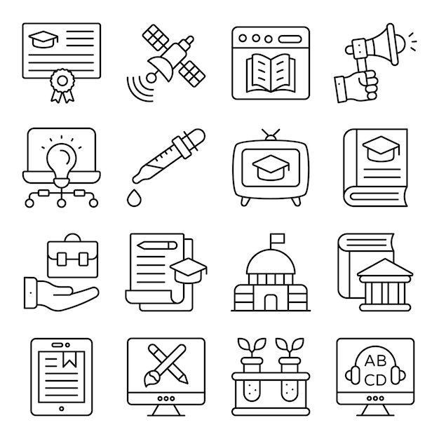 Pack d'icônes de ligne de l'Institut d'éducation