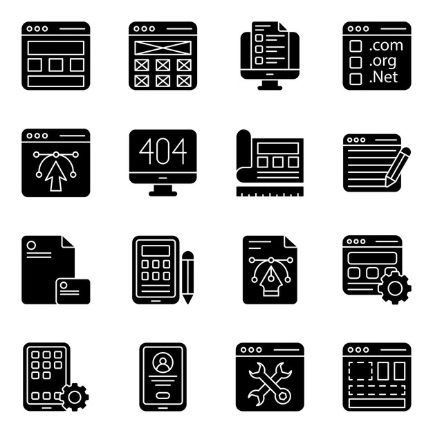 Pack d'icônes solides de développement Web