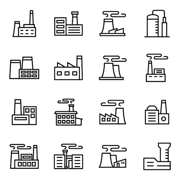 Pack d'icônes d'usine, avec style d'icône de contour