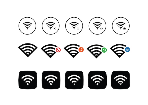Pack d'icônes Wi Fi sans signal pas de connexion de données état de connexion de verrouillage de transfert de données sécurisé t