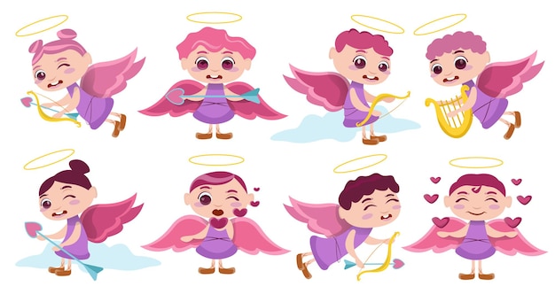 Pack D'illustration De Personnage Mignon Cupidon