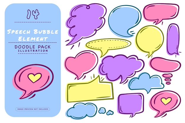 Pack D'illustrations De Griffonnage De Bulles De Discours