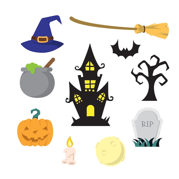 Pack D'illustrations D'objets Halloween