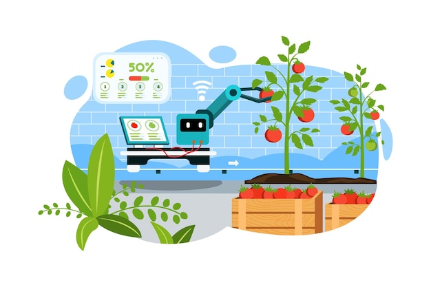 Vecteur pack d'illustrations pour l'agriculture intelligente