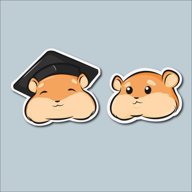 Vecteur pack d'illustrations pour les autocollants de hamster à l'occasion de la remise des diplômes