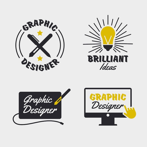 Vecteur pack de logo de graphiste design plat