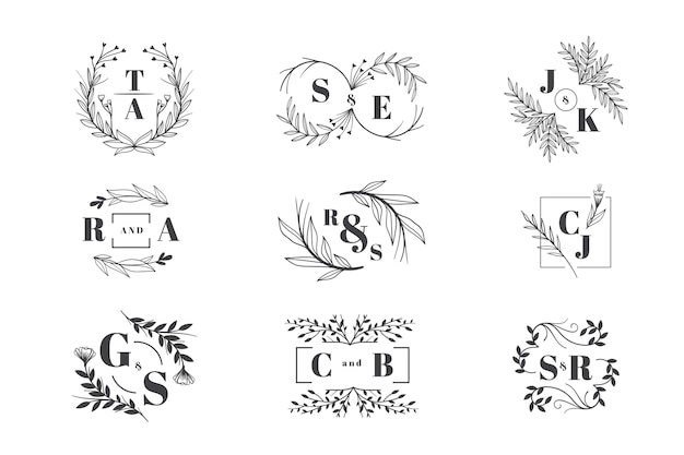 Pack De Logo De Mariage Floral