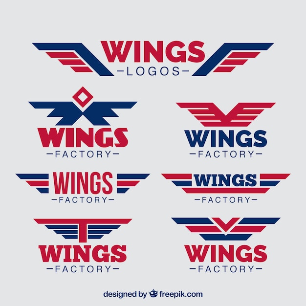 Pack De Logos D'ailes Bleues Et Rouges