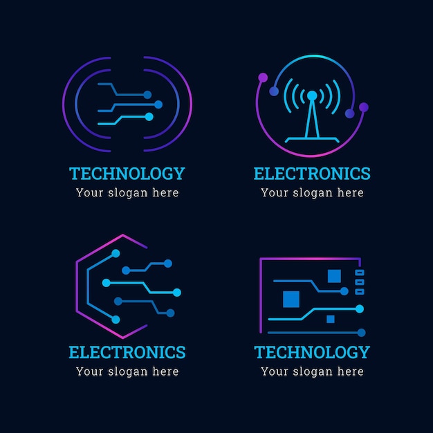 Vecteur pack de logos électroniques design plat