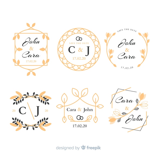 Vecteur pack de logos de monogramme de mariage