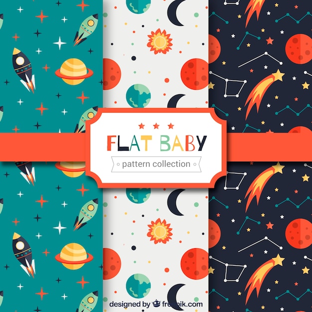 Pack De Motifs De Bébé Avec Des Planètes