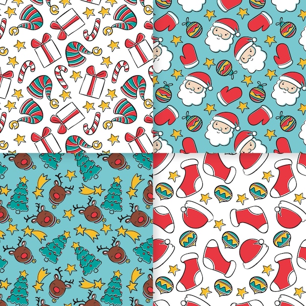 Pack De Motifs De Noël Dessinés à La Main