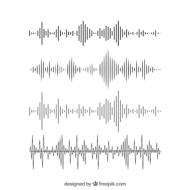 Vecteur pack d'ondes sonores dans un design plat