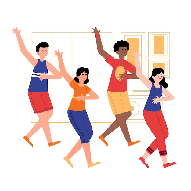 Pack De Pas De Fitness Danse Dessinés à La Main