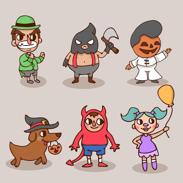 Vecteur pack de personnages d'halloween