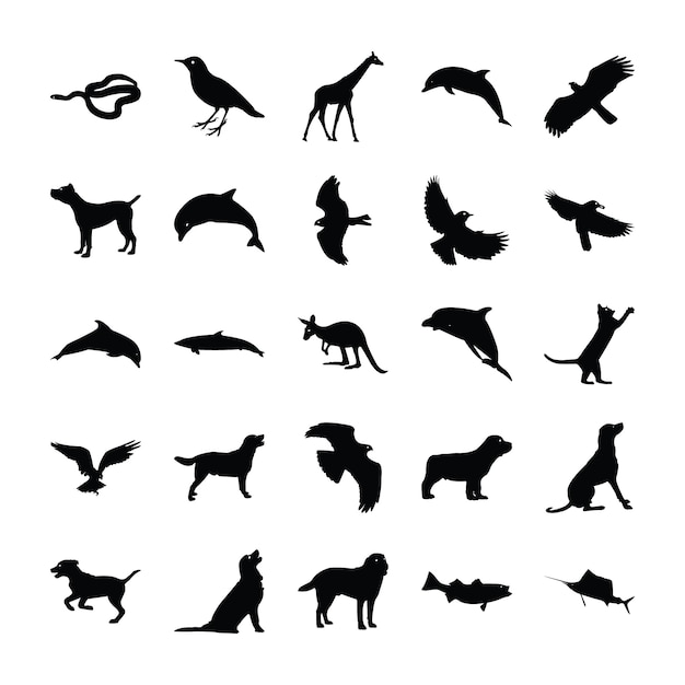 Vecteur pack silhouette animaux