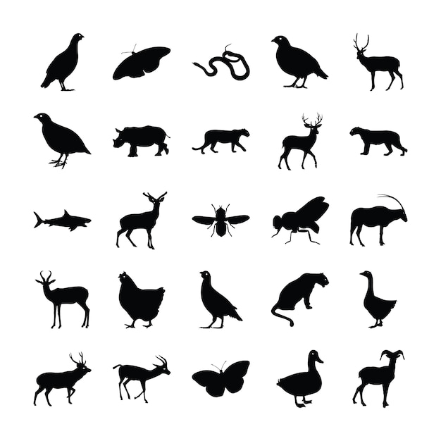 Vecteur pack silhouette animaux