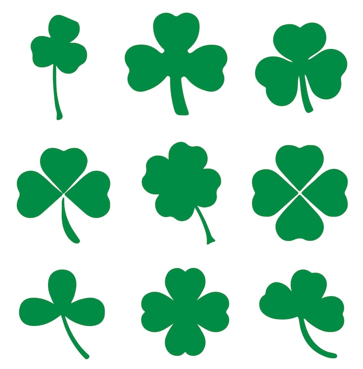 Vecteur pack silhouette shamrock irlandais