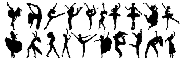 Pack de silhouettes de danse de silhouettes de danseurs