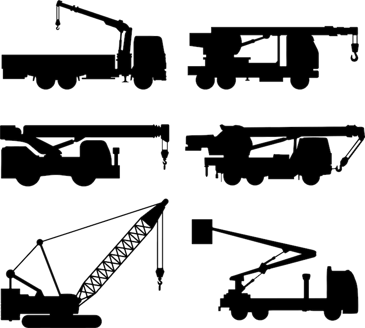 Vecteur pack de vecteur graphique de silhouette de construction de grue