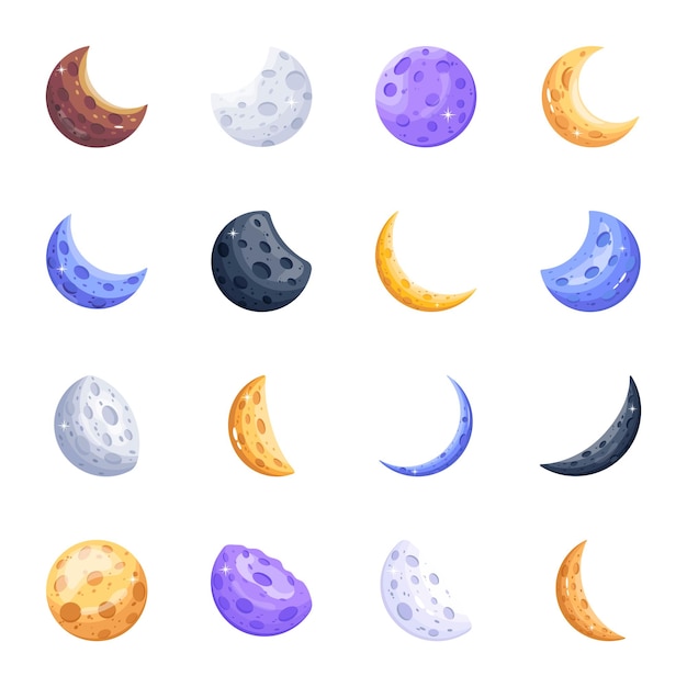 Pack De Vecteurs Plats De Phases De Lune