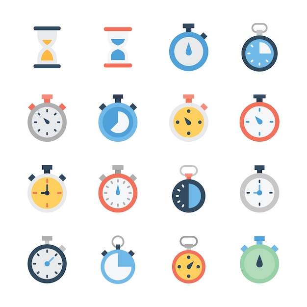 Pack de vecteurs plats sablier et chronomètre