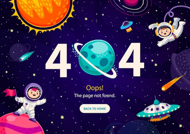page 404 dessin animé espace paysage astronautes OVNI