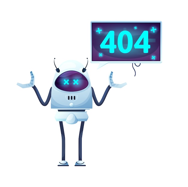 Page 404 avec écran de dessins animés et robot drôle