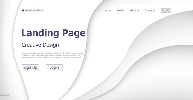 Vecteur page d'accueil atterrissage blanc gris modèle de page de destination web concept de conception de page de destination de site web numérique