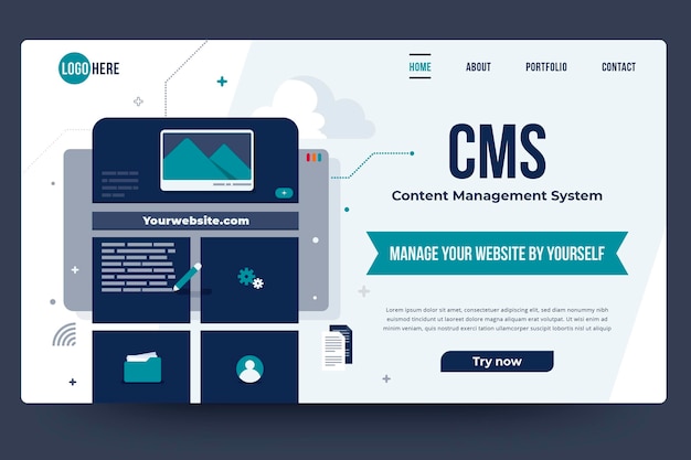 Page d'accueil du système de gestion de contenu