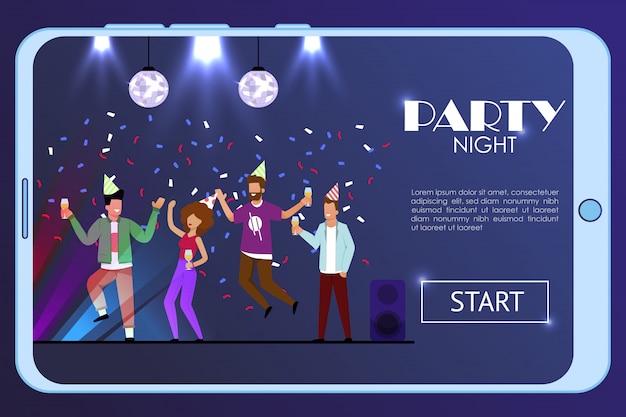 Page d'atterrissage pour application mobile avec Cartoon Clubbers