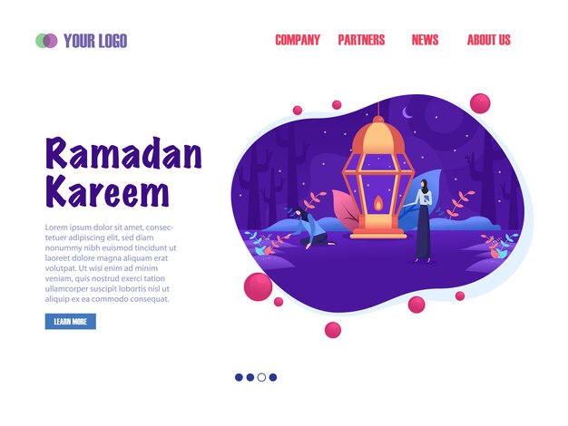 Vecteur page d'atterrissage de ramadan kareem