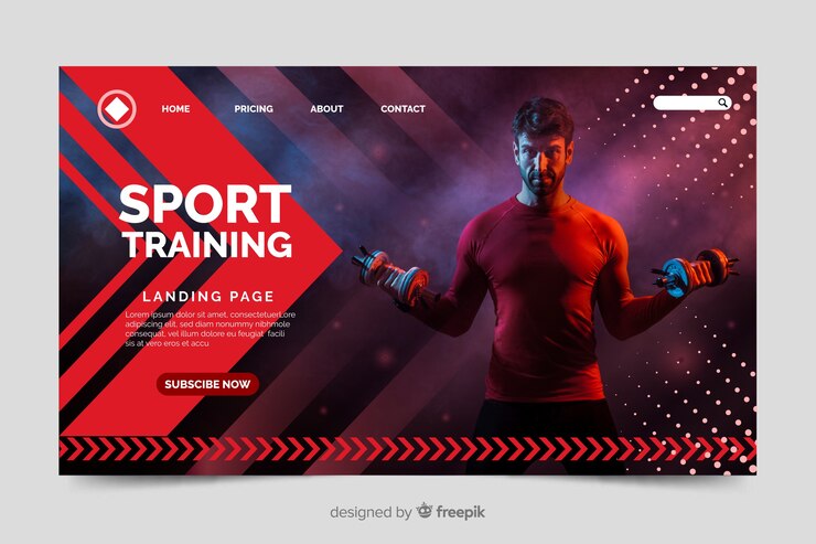 Vecteur page d'atterrissage de sport