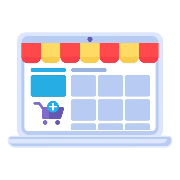 Page de la boutique en ligne sur l'écran de l'ordinateur portable Achat à distance