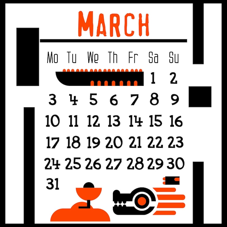 Vecteur une page de calendrier carrée pour mars 2024 avec un mignon dragon géométrique isolé sur un fond blanc