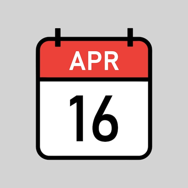 Page de calendrier de couleur rouge et blanche du 16 avril avec ...